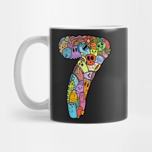 Number 7 seven - Funny and Colorful Cute Monster Creatures Mug